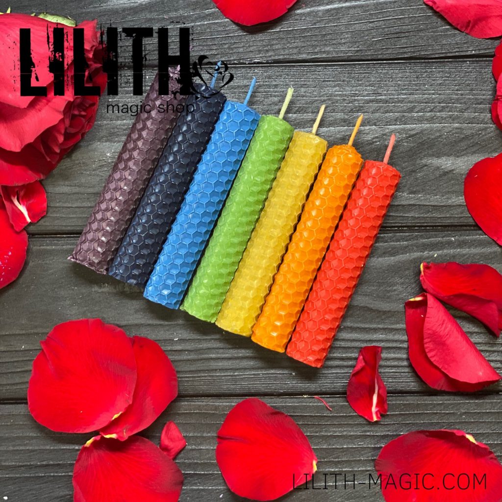 Set of 7 Rolled Beeswax Chakra Candles for Energy Cleansing and Chakra