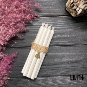 Білі воскові свічки для обрядів і ритуалів – набір (10 шт)
