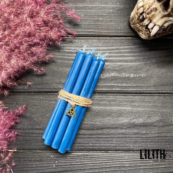 Set of 10 Ritual Blue Beeswax Candles
