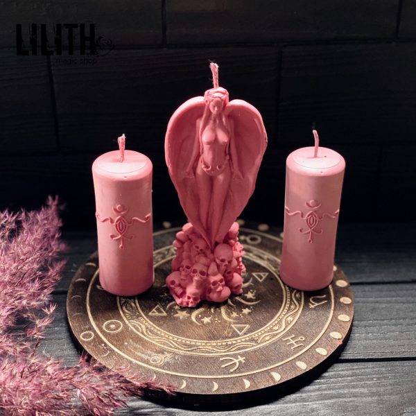 Set of 3 Lilith Beeswax Ritual Candles (Lilith Candle + 2 Altar Ama Lilith Candles)