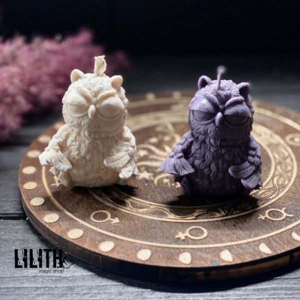 Owl Beeswax Ritual Candles with Lavender – 2 items set