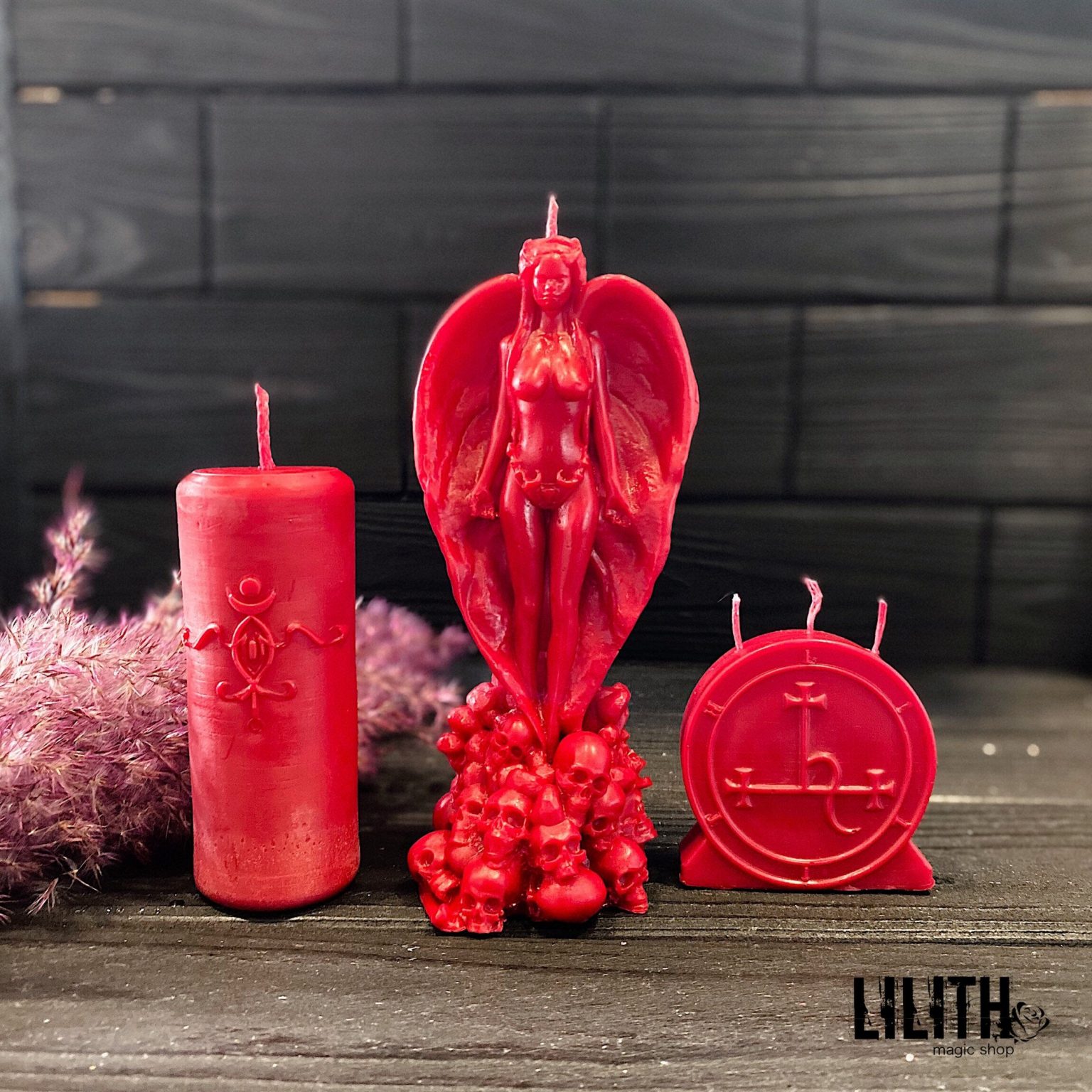 Set of 3 Lilith Beeswax Ritual Candles Lilith Magic Candles