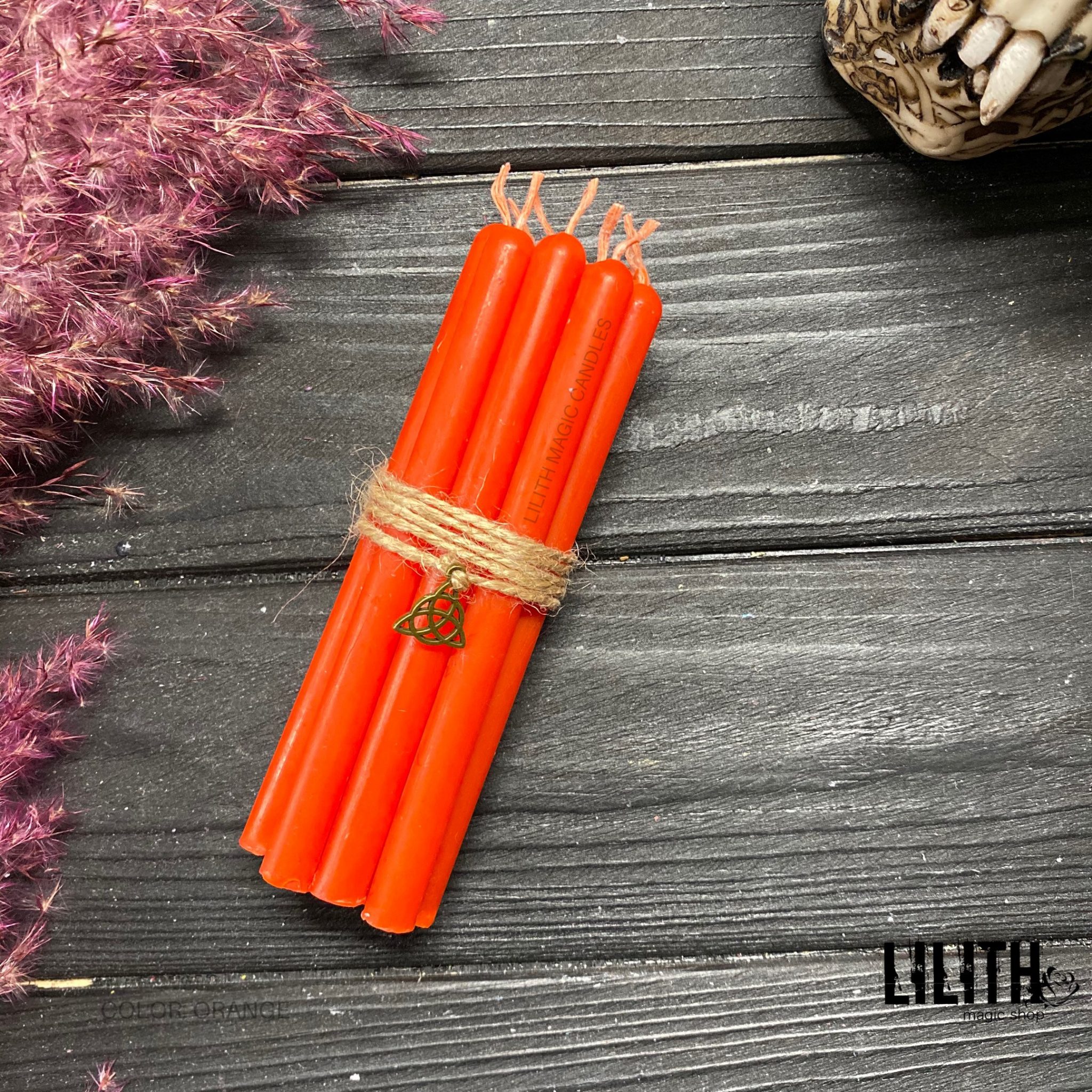 Set Of 10 Ritual Orange Beeswax Candles Lilith Magic Candles