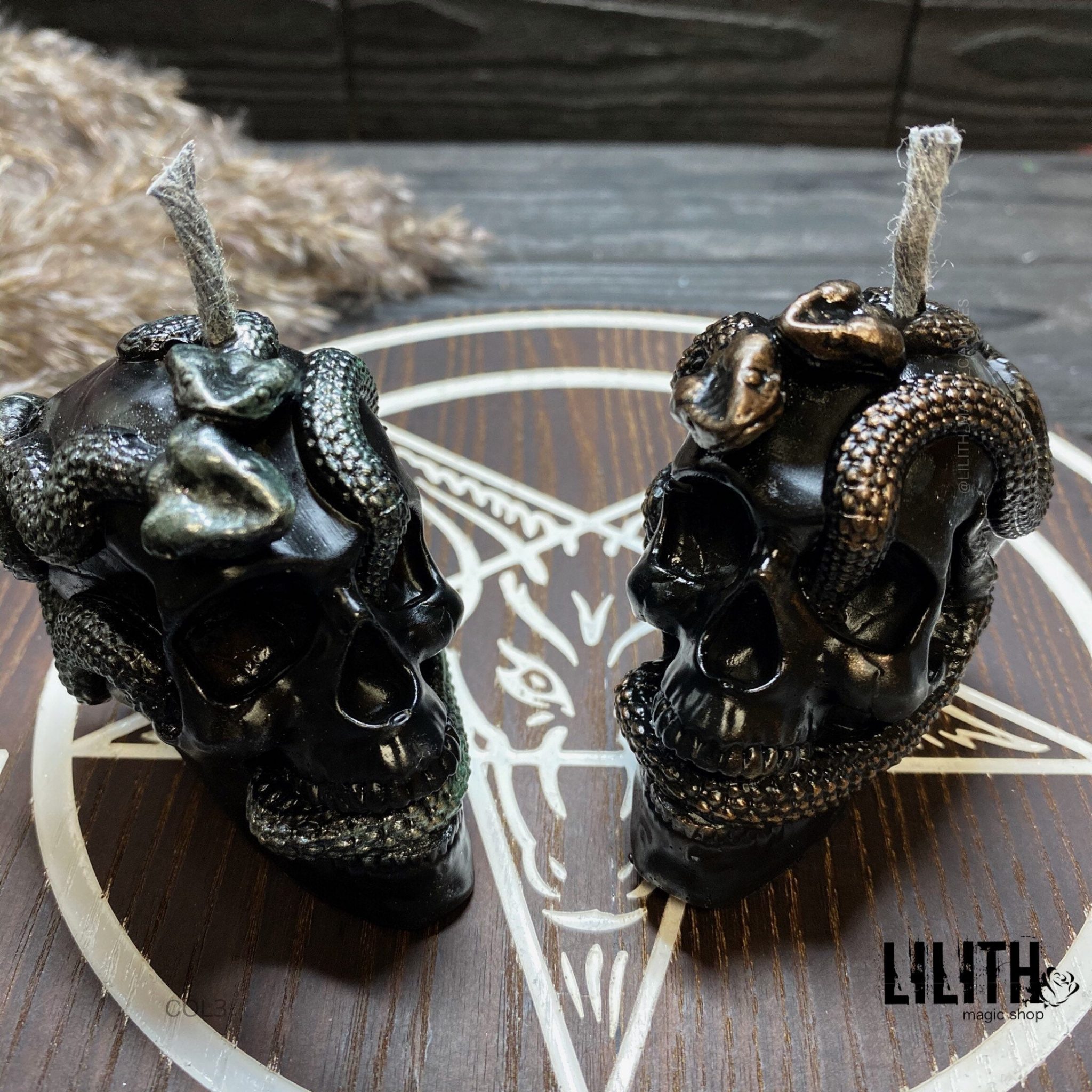 Skull with Snakes Beeswax Ritual Candle Lilith Magic Candles