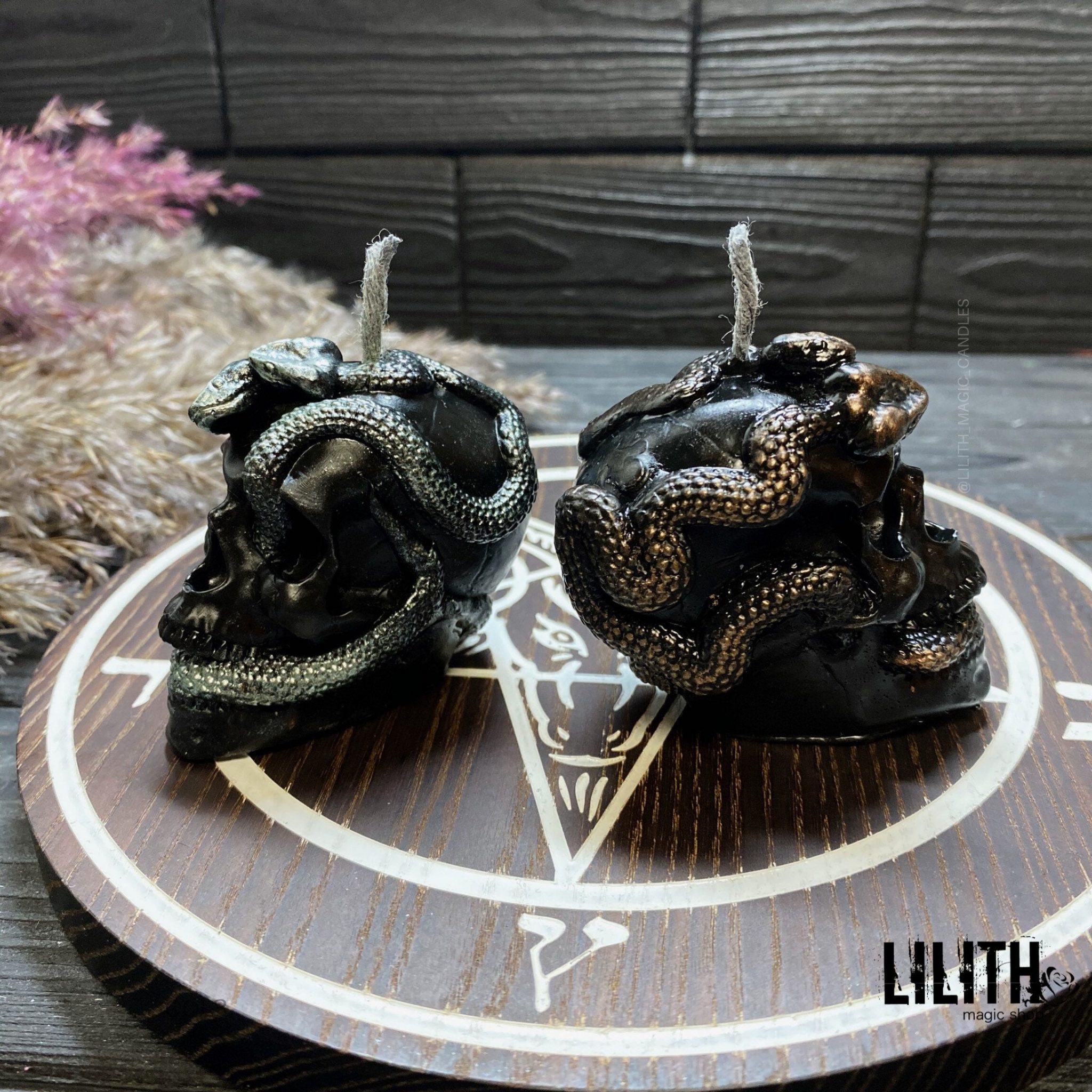 Skull with Snakes Beeswax Ritual Candle Lilith Magic Candles