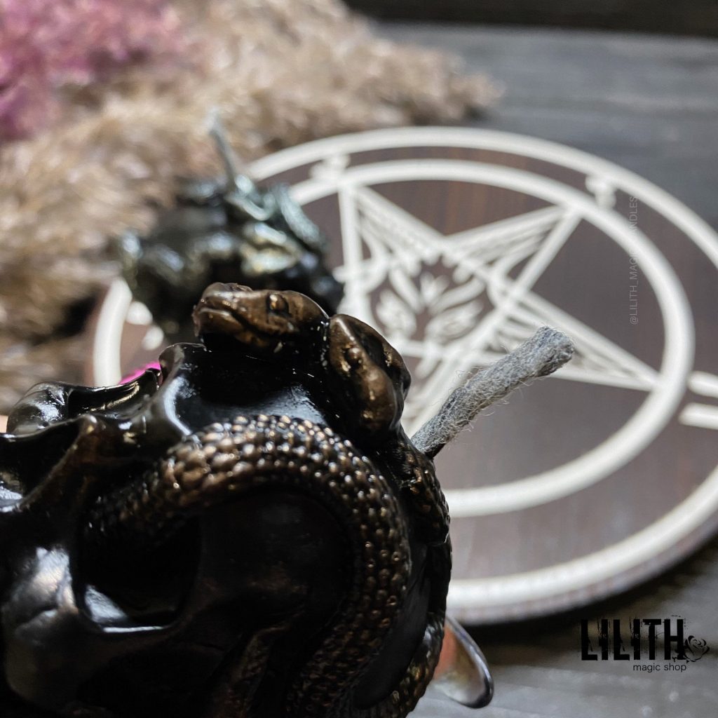 Skull with Snakes Beeswax Ritual Candle Lilith Magic Candles
