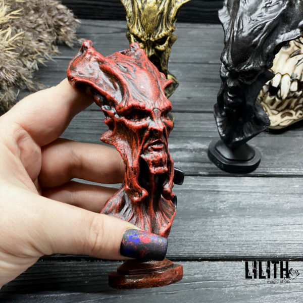 Demon Gypsum Figurine – Clear Varnish Finish – for Appealing to Demons or Strengthening Black Magic Spells