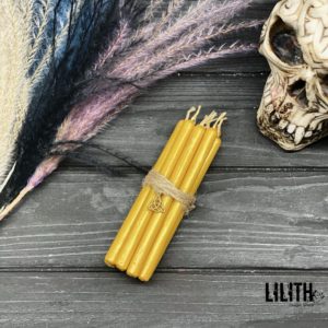 Set of 10 Ritual Gold Beeswax Candles