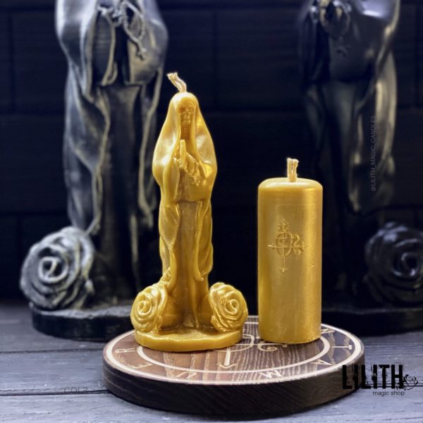 Набор из 2-х свечей Santa Muerte: фигурная свеча и свеча с Сигилом