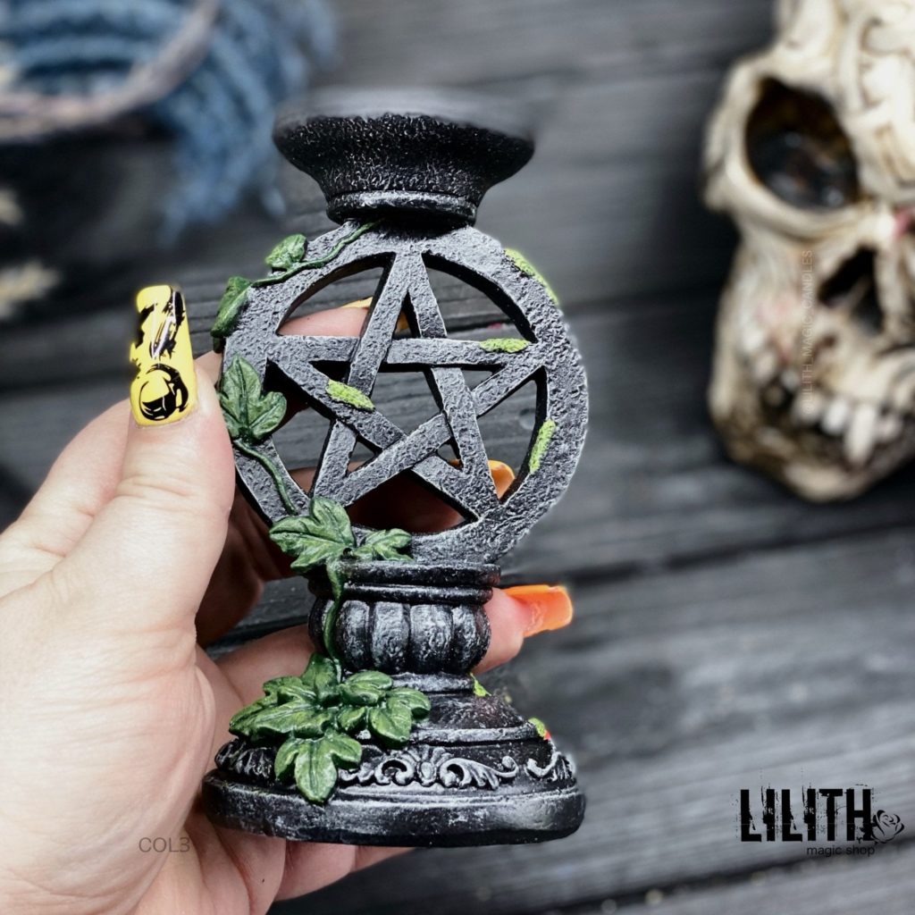 Set of 2 Wiccan Pentagram Candlesticks Witch Candle Holders 15cm