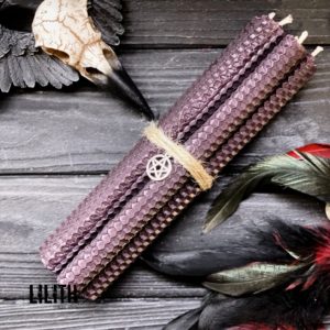 Purple Rolled Beeswax Honeycomb Candles – 5 item set