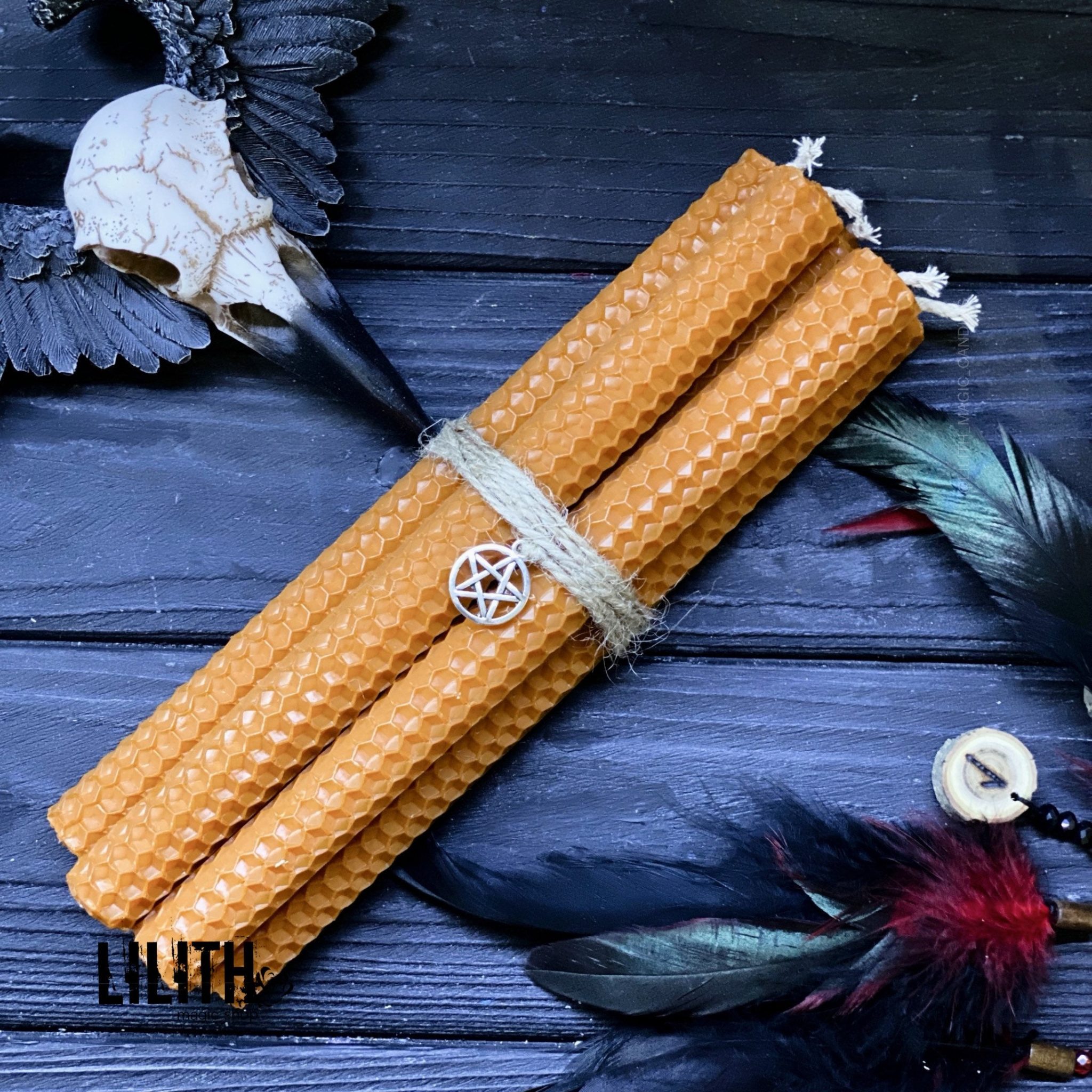 Orange Rolled Beeswax Candles 5 item set Lilith Magic Candles