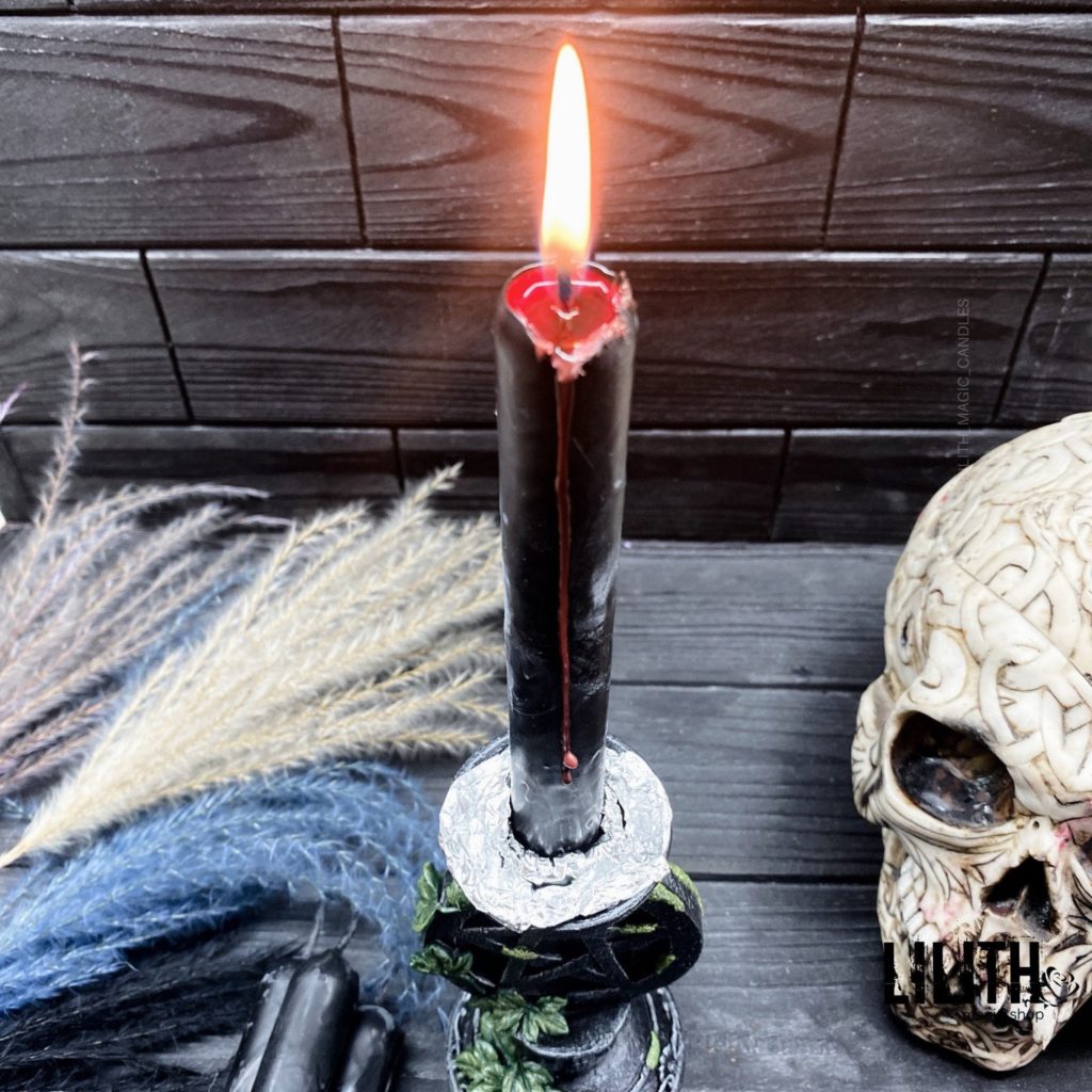 Set of 4 Love Spell Thick (Black Outside Red Inside) Beeswax Ritual