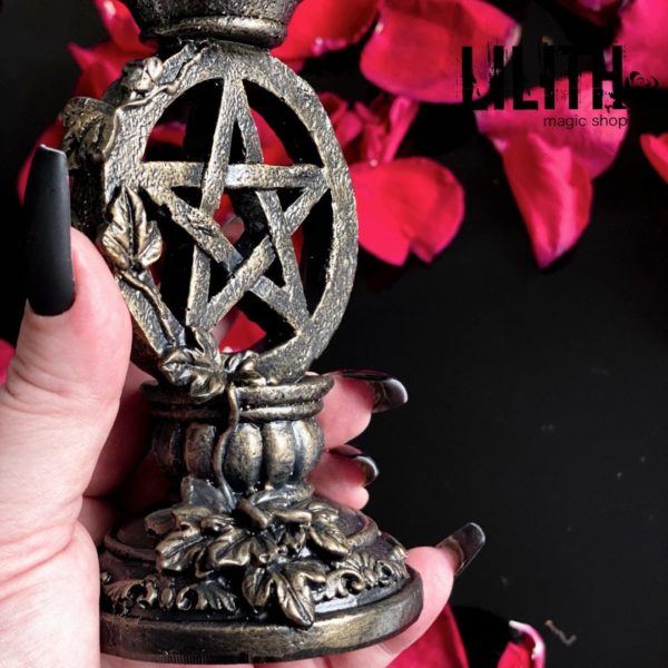 Wiccan Pentagram Resin Candlestick