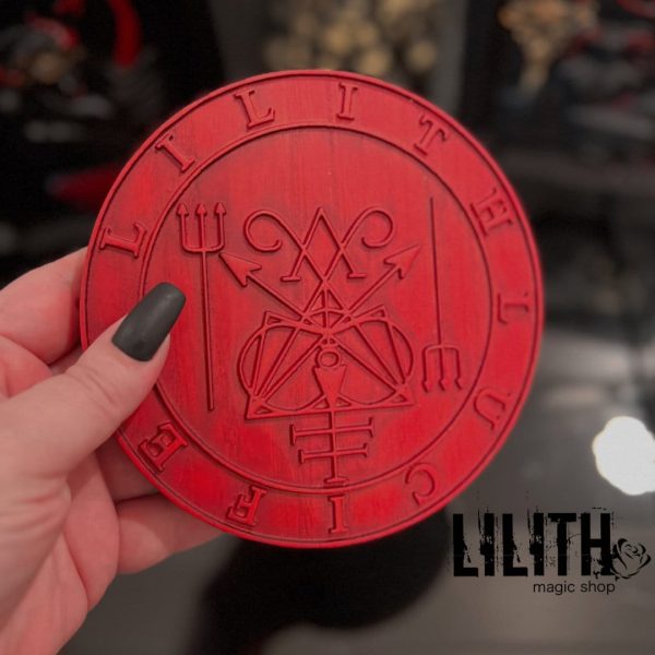 Lucifer & Lilith Red Wooden Ash Tree Altar Pentacle