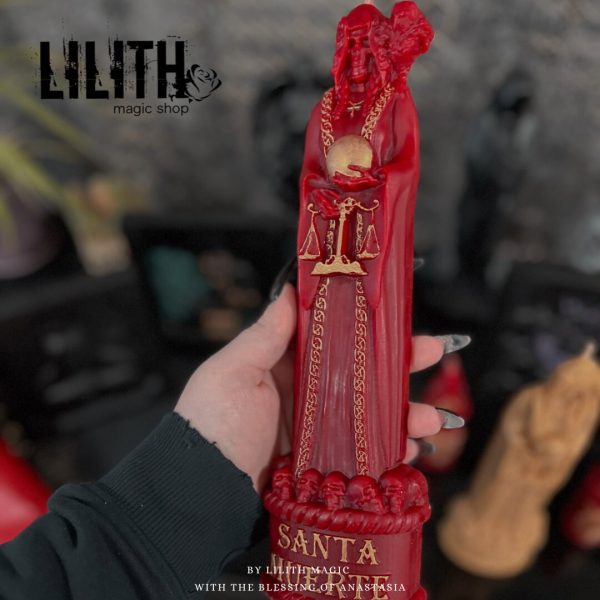 Big 11″ Santa Muerte Beeswax Ritual Candle with a Prayer on its Backside and Luxury Essential Oils Inside