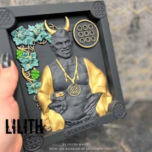 Wealth Demon Mafawa Wooden Icon for Black Magic Money Spells - Image 2