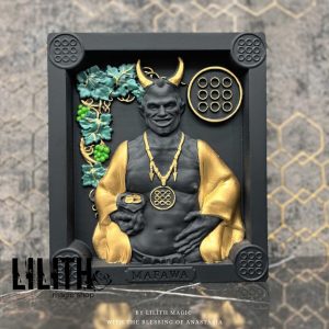 Wealth Demon Mafawa Wooden Icon for Black Magic Money Spells