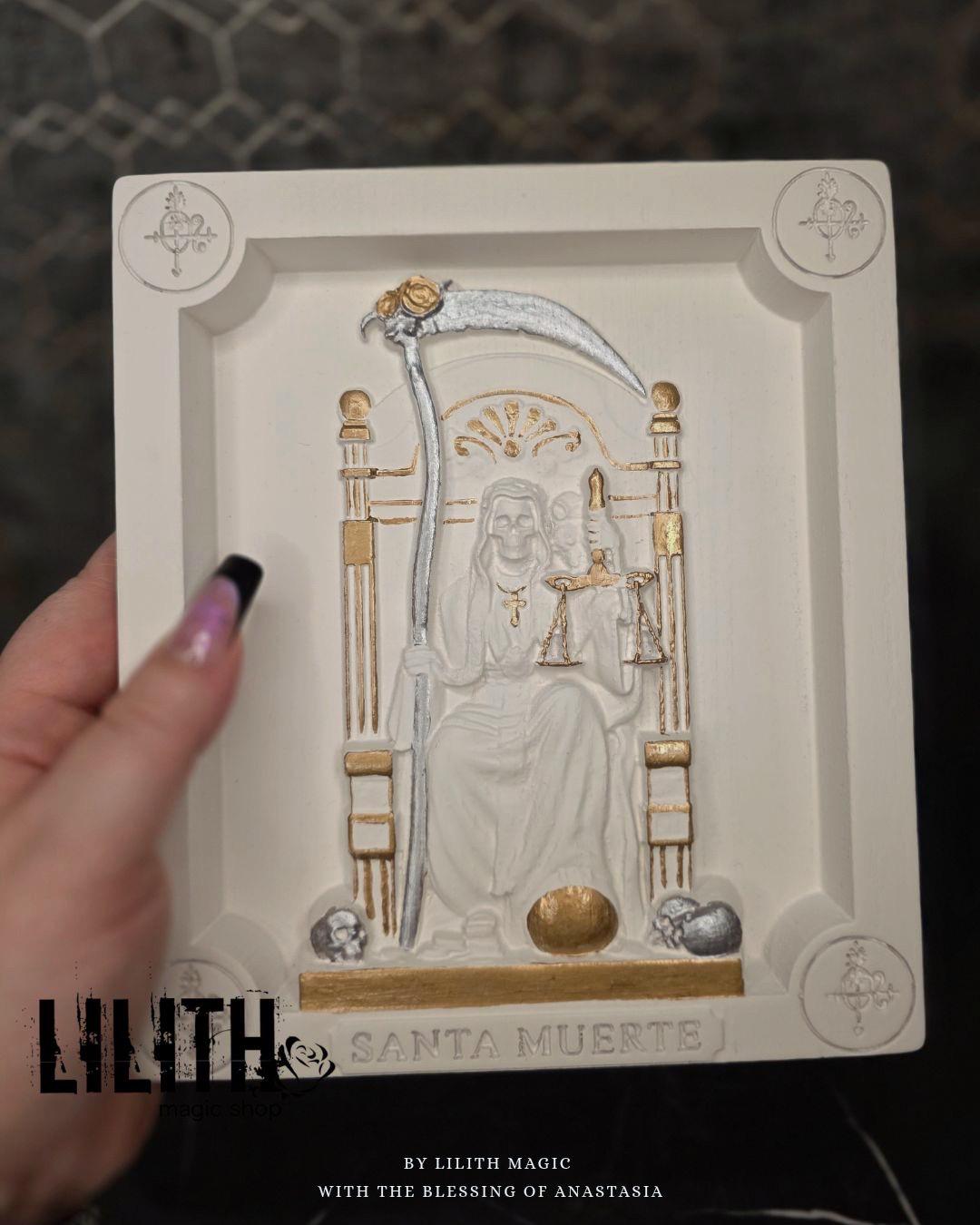 Ікона Santa Muerte з дерева (натурального ясена) Ікона Santa Muerte з дерева (натурального ясена) - Зображення 2